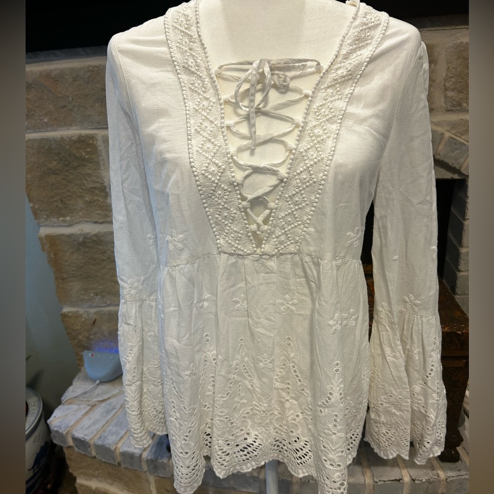 Love Riche White Lace-Up Swim Coverup